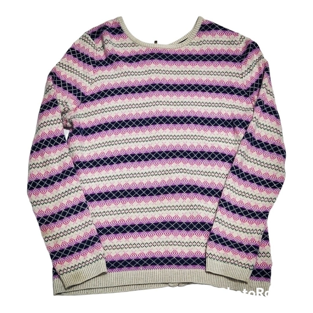 TALBOTS Colorful Fair isle Full  Back  Zipper Sweater Size LP